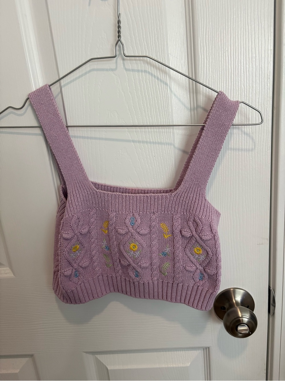 NWOT ZARA Lavender KNIT FLORAL CROPPED TOP SIZE M